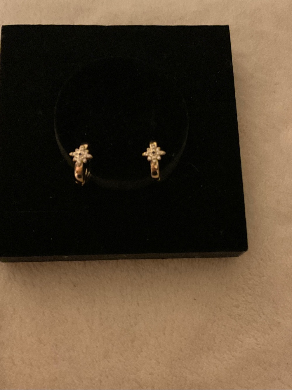 Delicate Gold Floral Hoop Earrings with Clear Stones - Women Jewelry